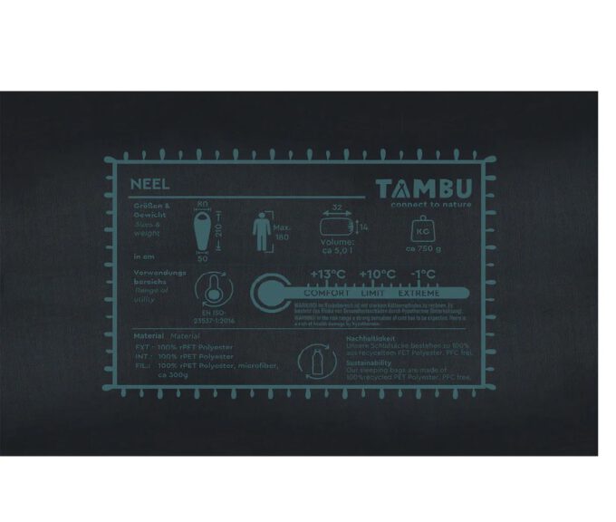 TAMBU Neel Lichtgewicht Mummie Slaapzak 850 gram van gerecycled materiaal