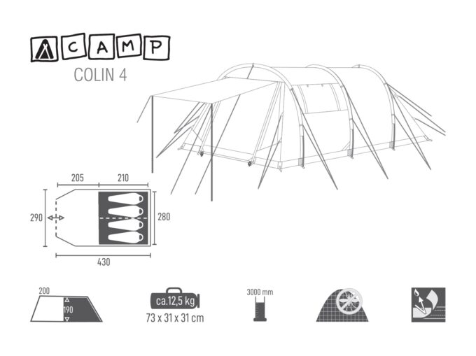 TENTCAMP Colin 4 persoons TUNNELTENT katoen/polyester